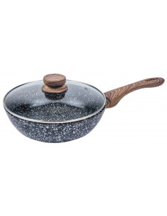 Forged wok with glass lid