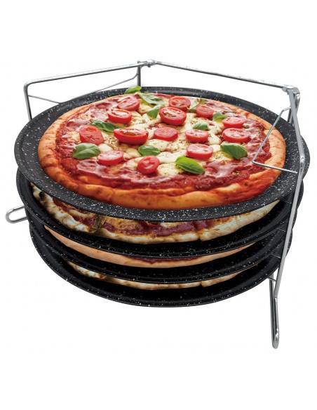 Four-tiered pizza tray stand