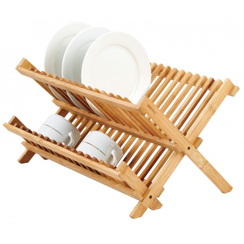 Foldable bamboo dish rack