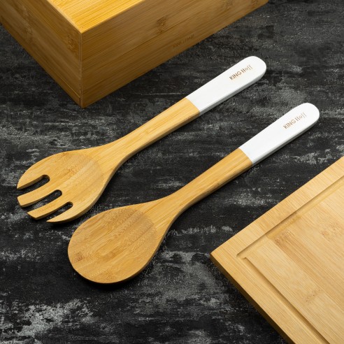 2 pcs bamboo salad tools set