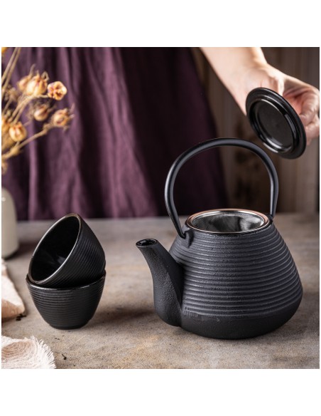 Cast iron tea pot with...