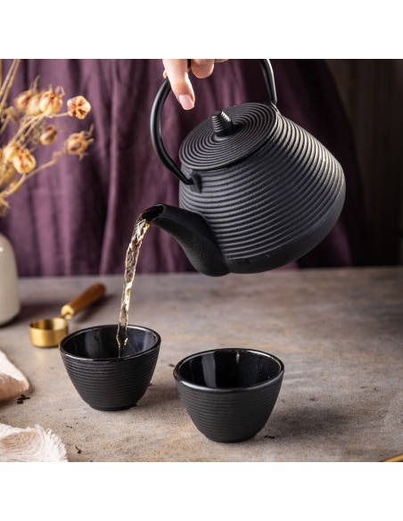 Cast iron tea pot with...