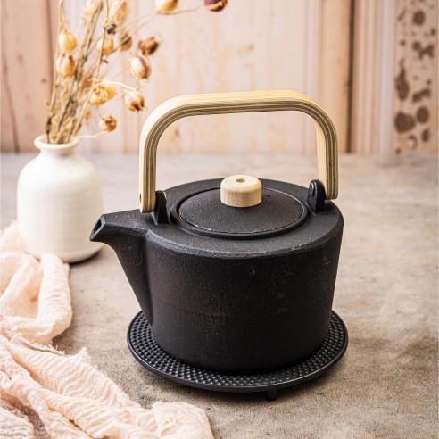 Cast iron tea pot with...