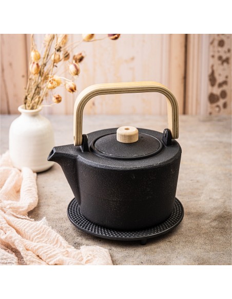 Cast iron tea pot with...