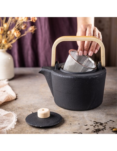 Cast iron tea pot with...