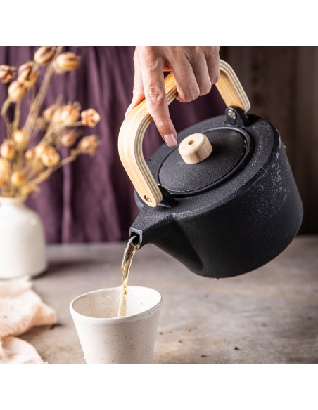 Cast iron tea pot with...