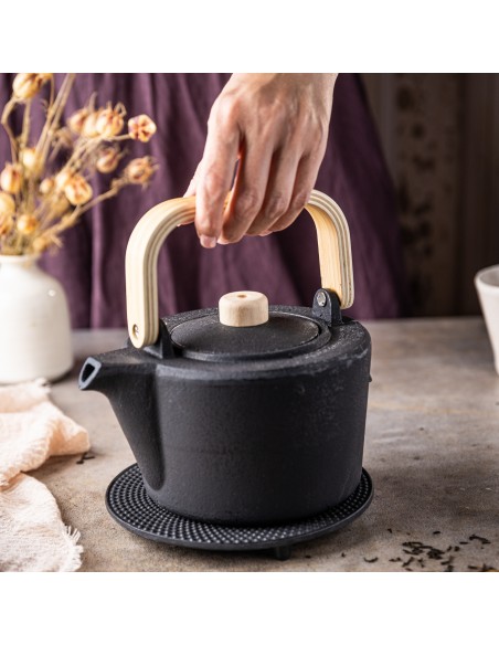 Cast iron tea pot with...