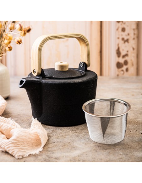 Cast iron tea pot with...