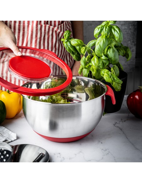 Steel bowl with lid,...